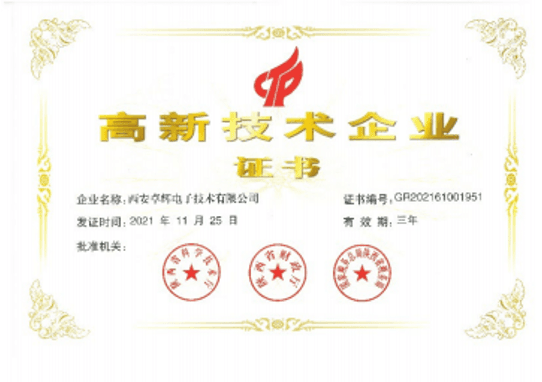 荣获“国家高新技术企业”认证